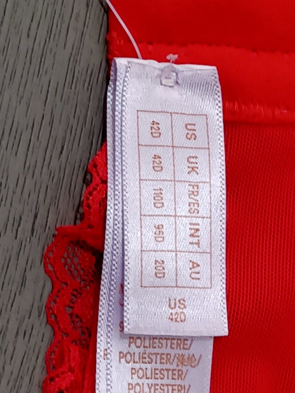 Savage X Fenty Sexy Satin Red Lace-Trim Underwire Bra, Size 42D - Picture 16 of 16